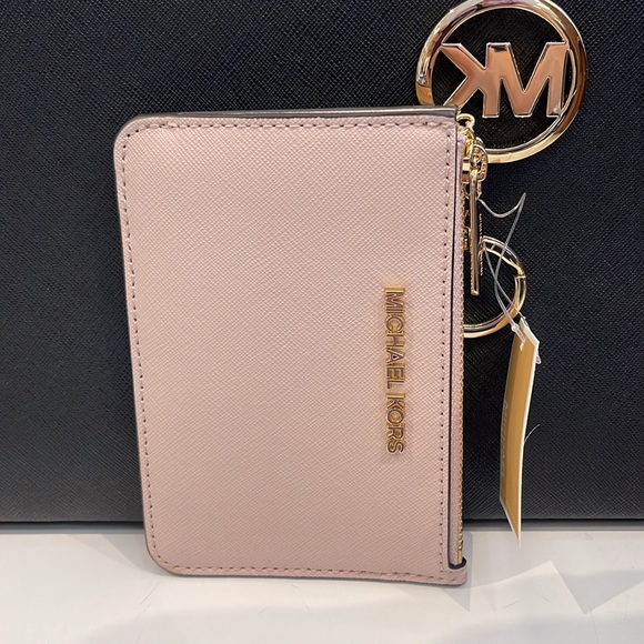 MICHAEL KORS SMALL TOP ZIP COINPOUCH WITH ID CARD CASE WALLET 
POWDER BLUSH 
NWT - Picture 11 of 16